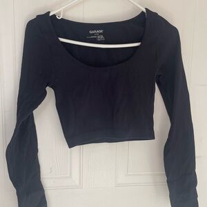 Garage XS Black Ribbed Long Sleeve Crop Top